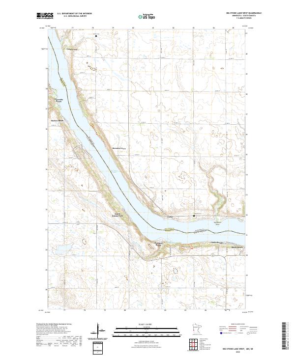 Big Stone Lake West, MN-SD — USGS 7.5-minute topo (2022)