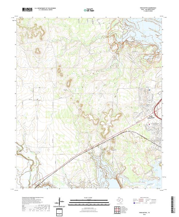 Twin Buttes, TX — USGS 7.5-minute topo (2022)