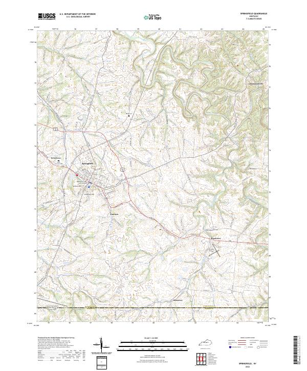 Springfield, KY — USGS 7.5-minute topo (2022)