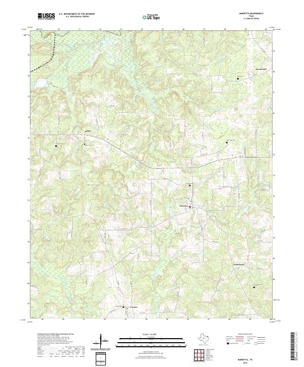 Marietta, TX — USGS 7.5-minute topo (2022)