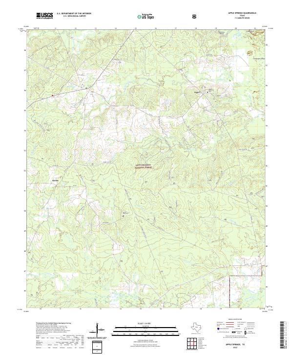 Apple Springs, TX — USGS 7.5-minute topo (2022)
