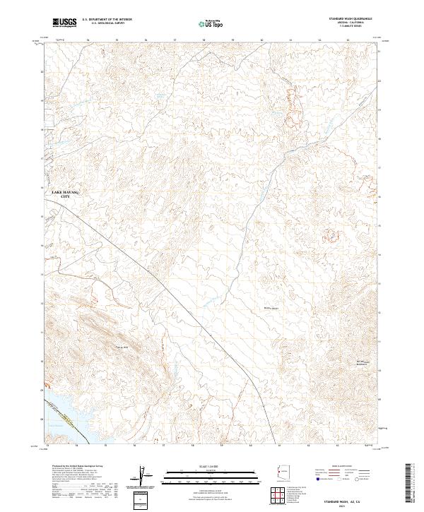 Standard Wash, AZ-CA — USGS 7.5-minute topo (2021)