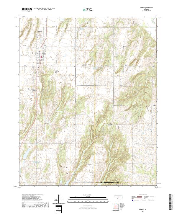 Hinton, OK — USGS 7.5-minute topo (2022)