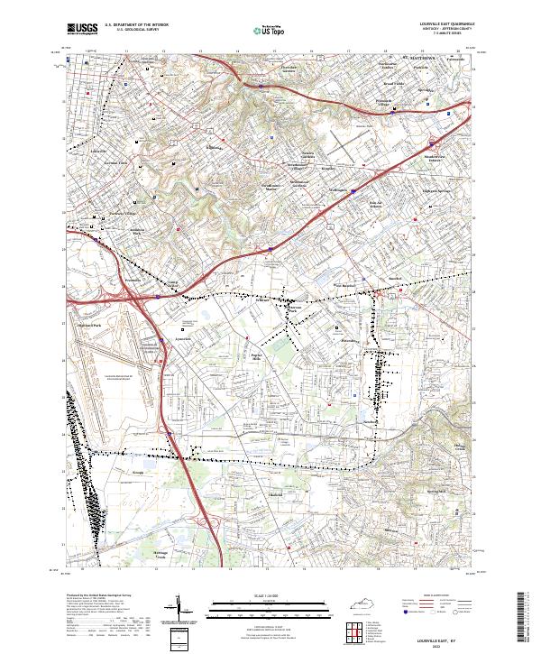 Louisville East, KY — USGS 7.5-minute topo (2022)