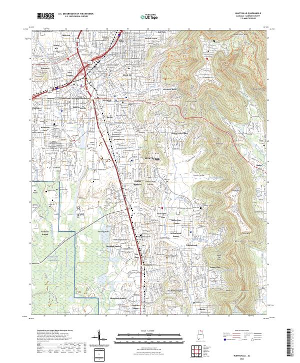 Huntsville, AL — USGS 7.5-minute topo (2024)