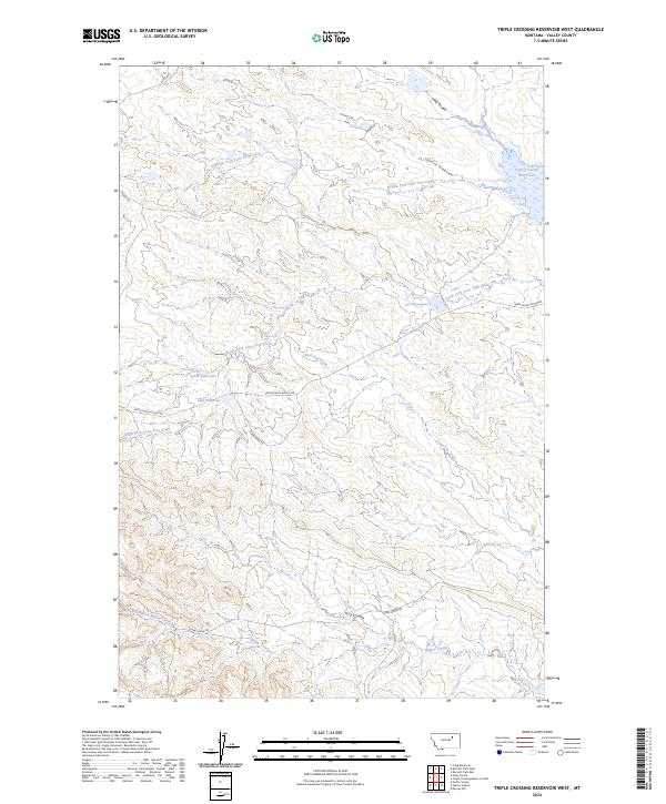 Triple Crossing Reservoir West, MT — USGS 7.5-minute topo (2024)