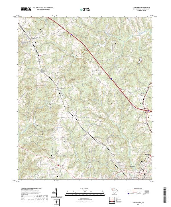 Laurens North, SC — USGS 7.5-minute topo (2024)