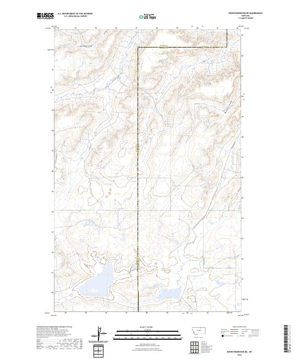 Down Reservoir NE, MT — USGS 7.5-minute topo (2024)