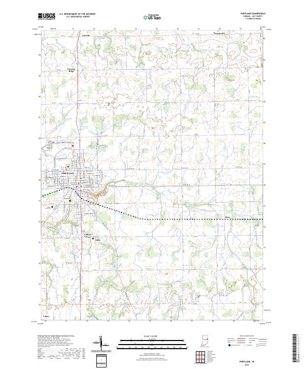 Portland, IN — USGS 7.5-minute topo (2022)