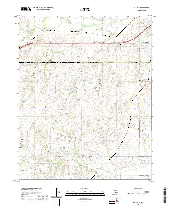 Dill City NE, OK — USGS 7.5-minute topo (2022)