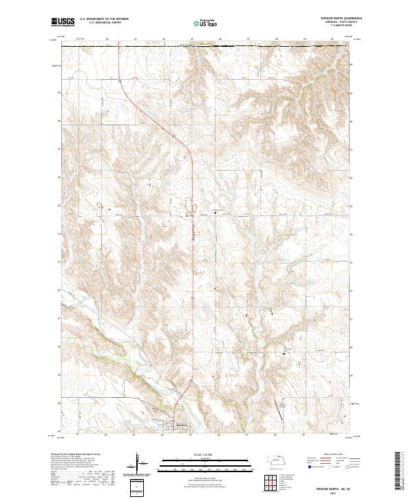 Spencer North, NE-SD — USGS 7.5-minute topo (2021)