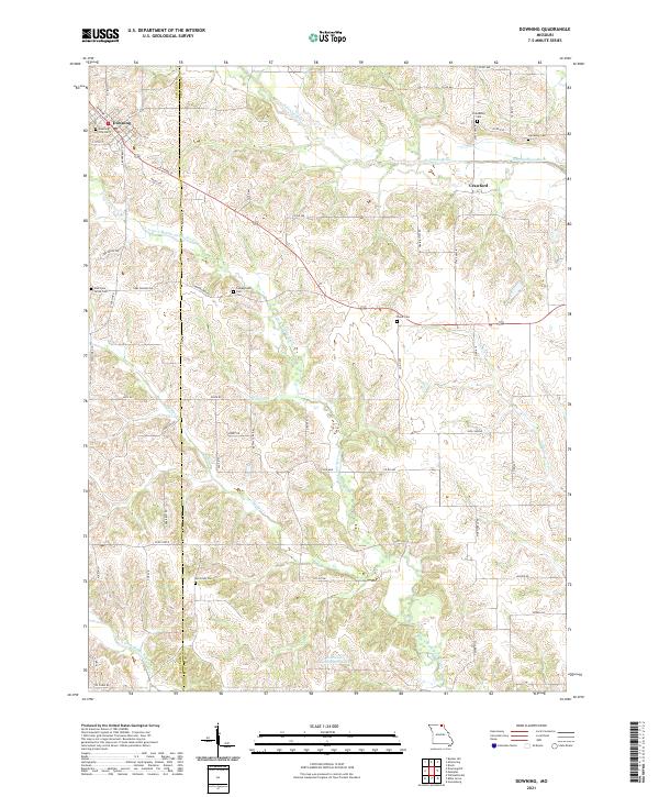 Downing, MO — USGS 7.5-minute topo (2021)