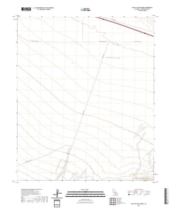 East of Aztec Mines, CA — USGS 7.5-minute topo (2021)