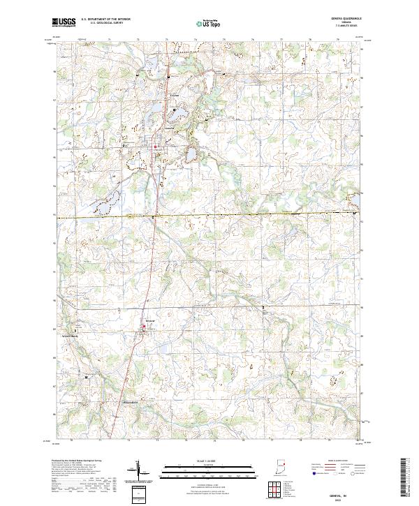 Geneva, IN — USGS 7.5-minute topo (2022)