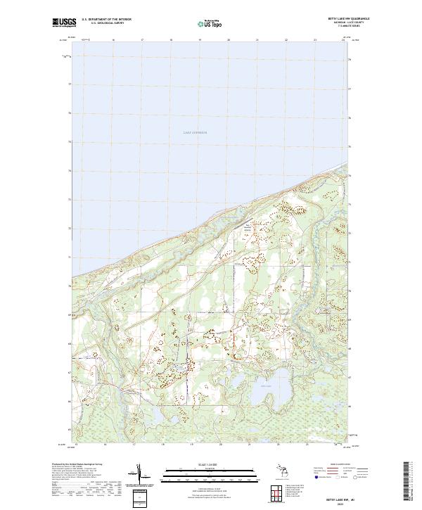 Betsy Lake NW, MI — USGS 7.5-minute topo (2023)