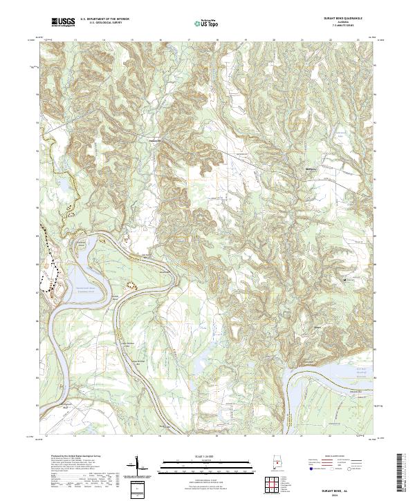 Durant Bend, AL — USGS 7.5-minute topo (2024)