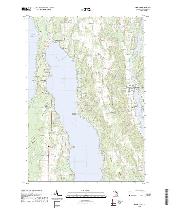 Central Lake, MI — USGS 7.5-minute topo (2023)