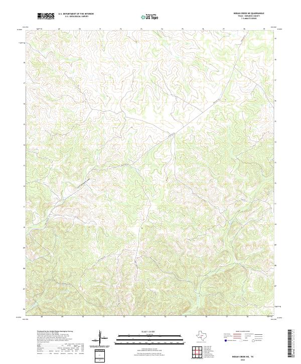 Indian Creek NE, TX — USGS 7.5-minute topo (2022)