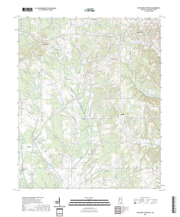 Southwest Pontotoc, MS — USGS 7.5-minute topo (2024)