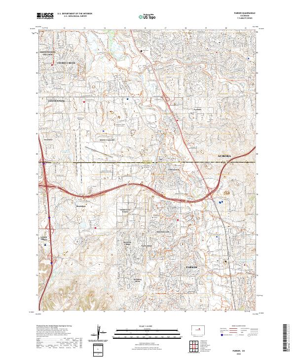 Parker, CO — USGS 7.5-minute topo (2022)