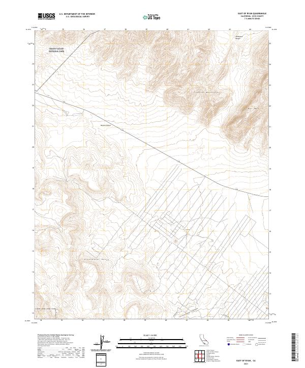 East of Ryan, CA — USGS 7.5-minute topo (2021)