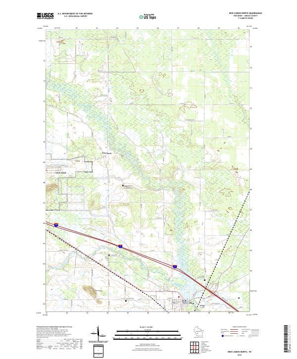 New Lisbon North, WI — USGS 7.5-minute topo (2022)