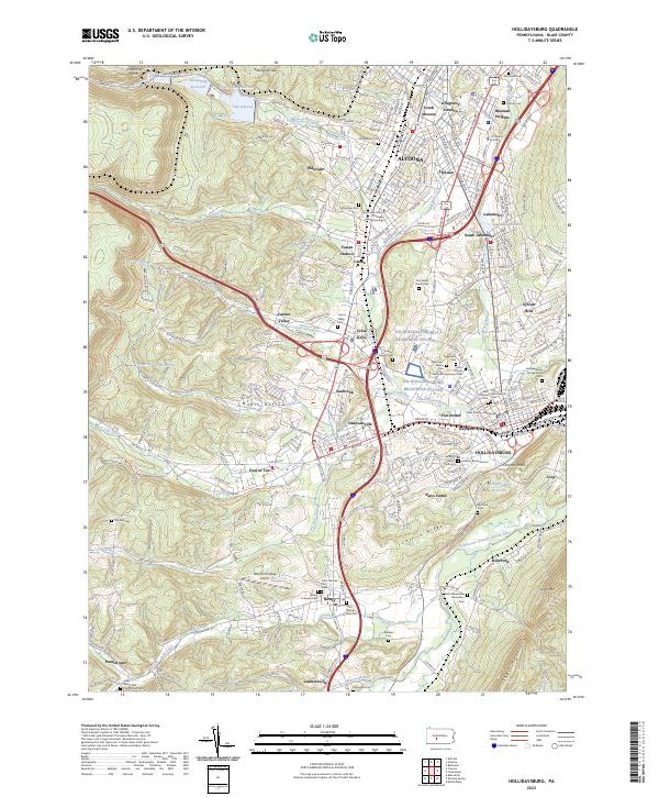 Hollidaysburg, PA — USGS 7.5-minute topo (2023)