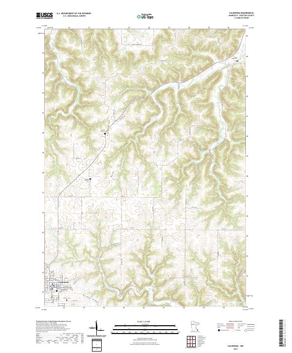Caledonia, MN — USGS 7.5-minute topo (2022)