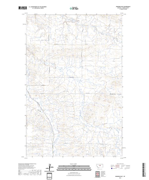 Winifred East, MT — USGS 7.5-minute topo (2024)