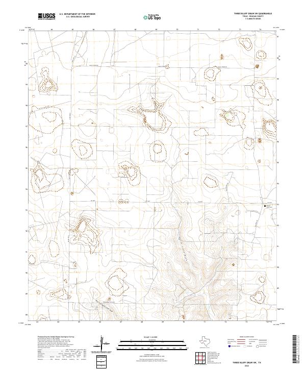 Three Bluff Draw SW, TX — USGS 7.5-minute topo (2022)