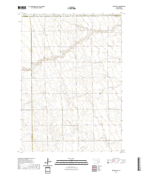 Delmont NE, SD — USGS 7.5-minute topo (2021)