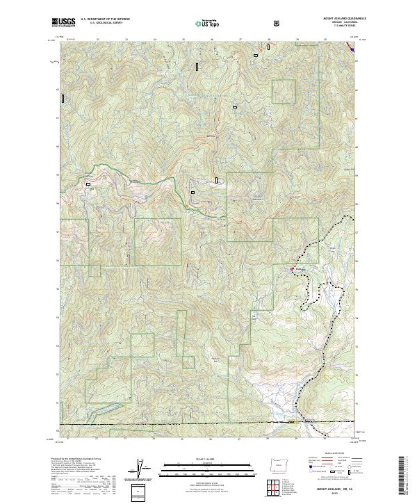 Mount Ashland, OR-CA — USGS 7.5-minute topo (2023)
