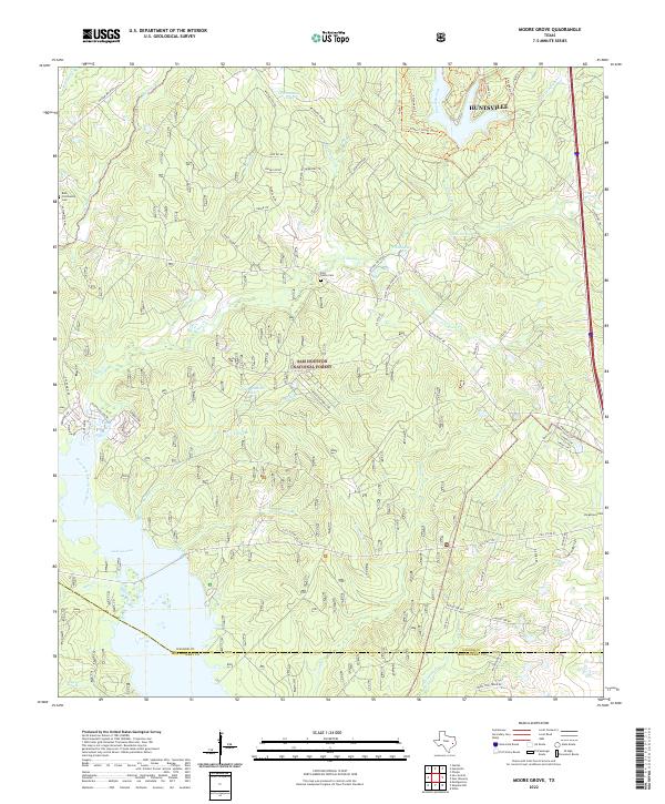 Moore Grove, TX — USGS 7.5-minute topo (2022)