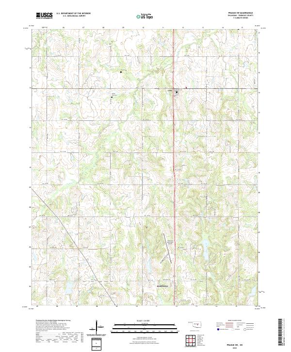 Prague SW, OK — USGS 7.5-minute topo (2022)
