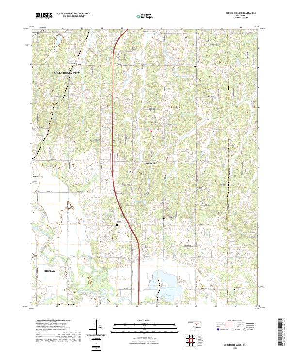 Horseshoe Lake, OK — USGS 7.5-minute topo (2022)