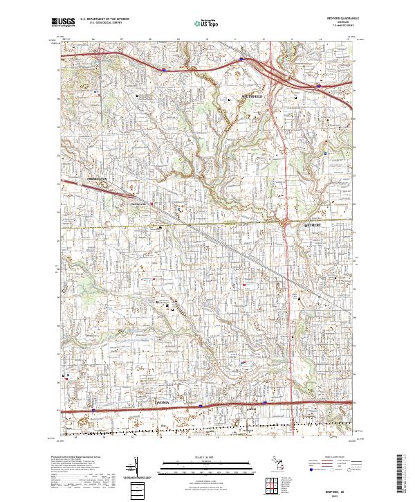 Redford, MI — USGS 7.5-minute topo (2023)