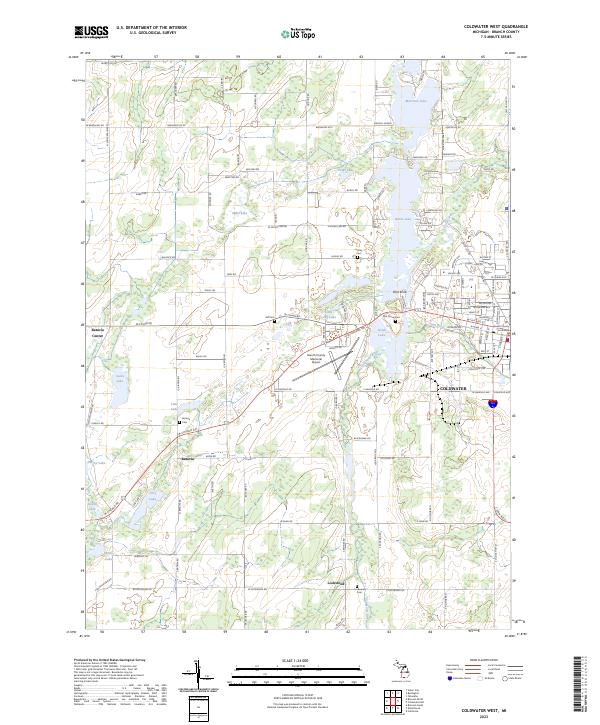 Coldwater West, MI — USGS 7.5-minute topo (2023)