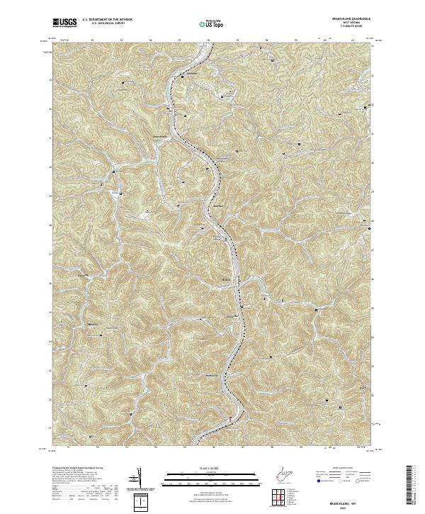 Branchland, WV — USGS 7.5-minute topo (2023)