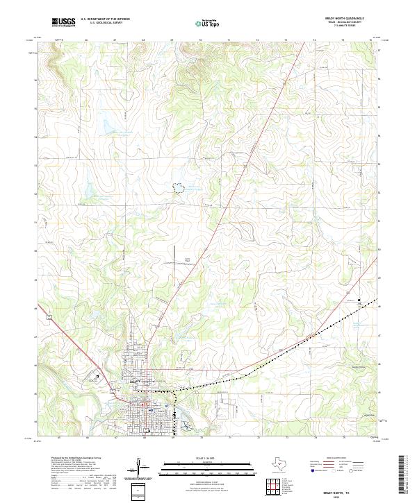 Brady North, TX — USGS 7.5-minute topo (2022)