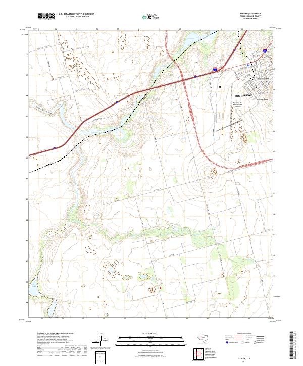 Elbow, TX — USGS 7.5-minute topo (2022)