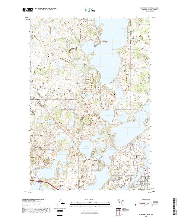 Alexandria West, MN — USGS 7.5-minute topo (2022)