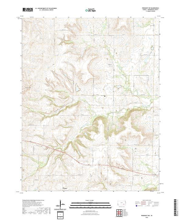 Piedmont NW, KS — USGS 7.5-minute topo (2022)