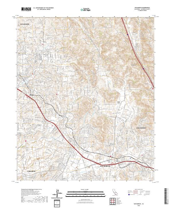 San Marcos, CA — USGS 7.5-minute topo (2022)