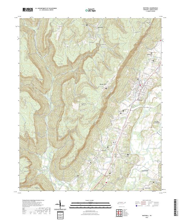 Whitwell, TN — USGS 7.5-minute topo (2022)