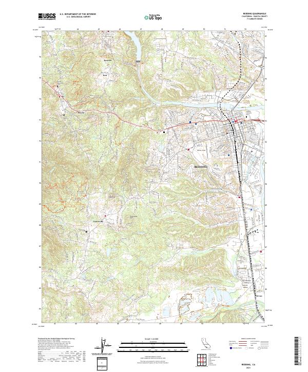 Redding, CA — USGS 7.5-minute topo (2021)