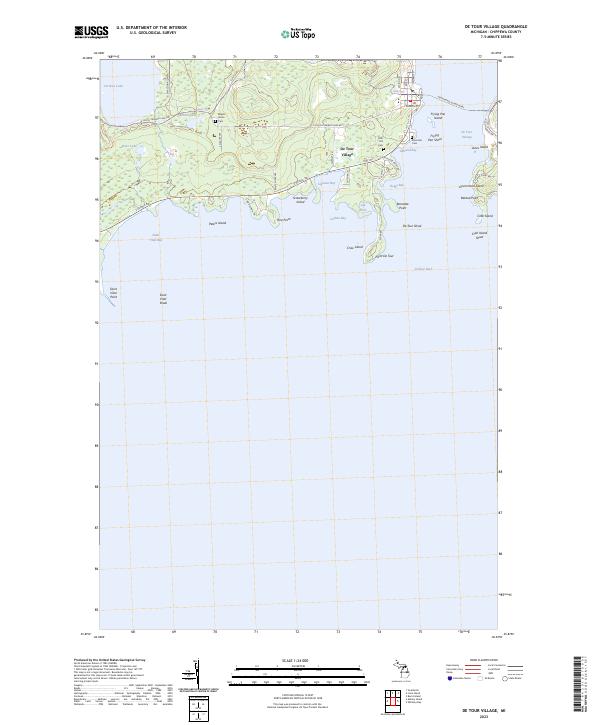 De Tour Village, MI — USGS 7.5-minute topo (2023)