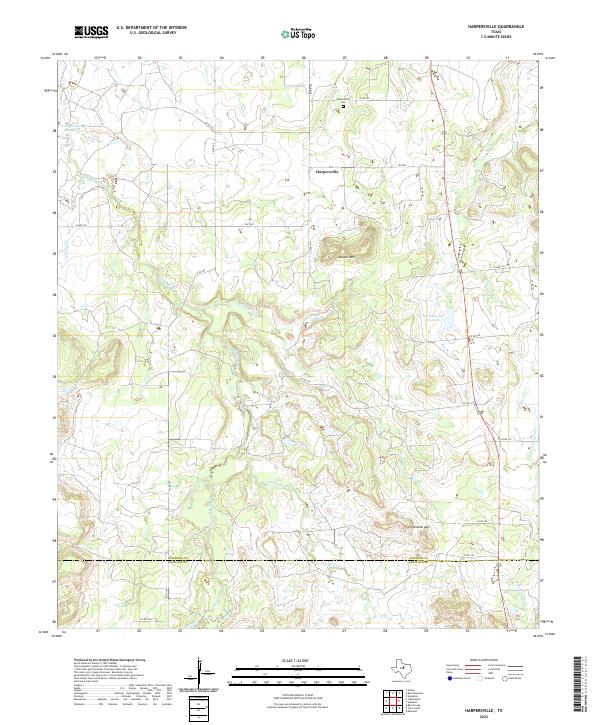 Harpersville, TX — USGS 7.5-minute topo (2022)