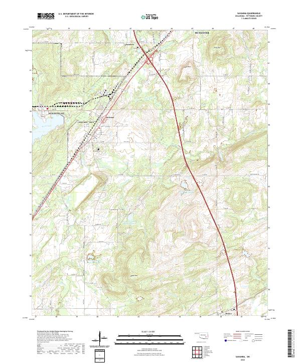 Savanna, OK — USGS 7.5-minute topo (2022)