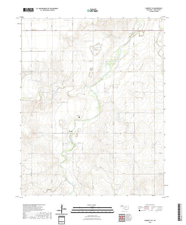 Hardesty SE, OK — USGS 7.5-minute topo (2022)