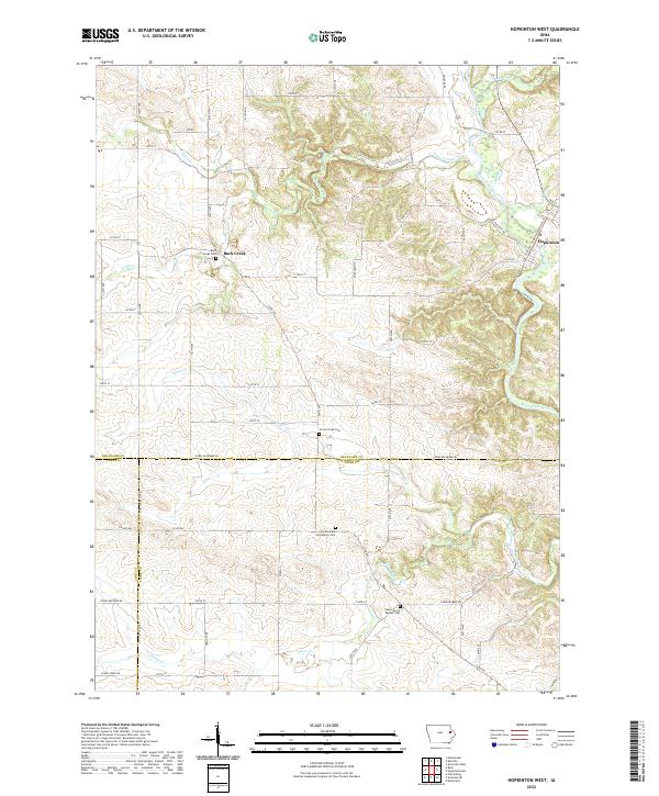 Hopkinton West, IA — USGS 7.5-minute topo (2022)